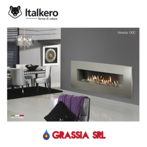 Italkero Inserto camino Venezia 130 con cornice argento