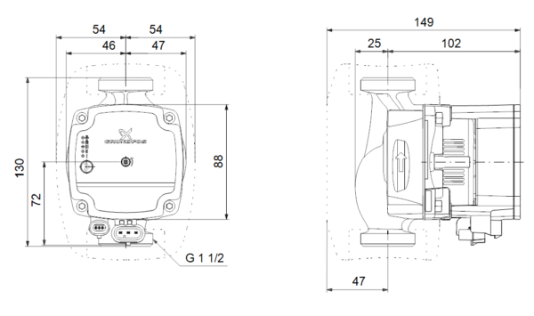 Dimensioni Circolatore Alpha1 L 25-60 130 Grundfos