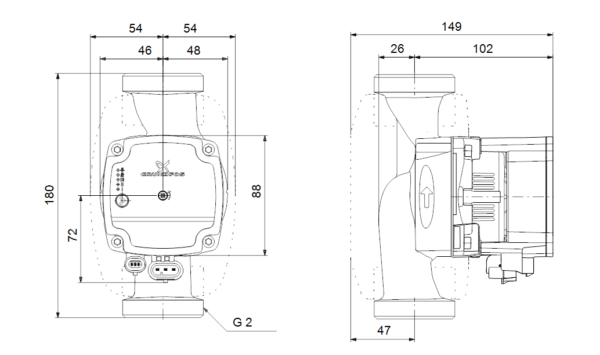 Dimensioni Circolatore Alpha1 L 32-60 180 Grundfos