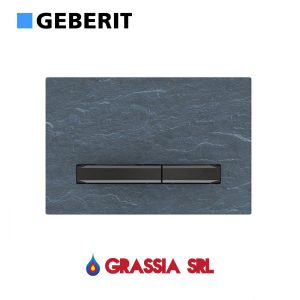 Placca di comando Sigma 50 Pietra naturale ardesia/nero cromato Geberit