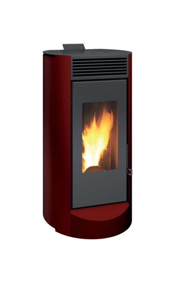 Stufa a pellet ventilata mod. Landa 9,5 kw colore rosso caminetti montegrappa